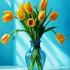 Tulips In Blue Glass Vase Diamond Painting