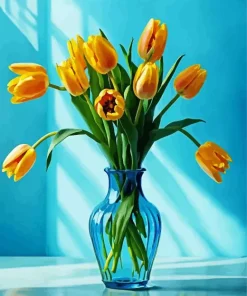 Tulips In Blue Glass Vase Diamond Painting