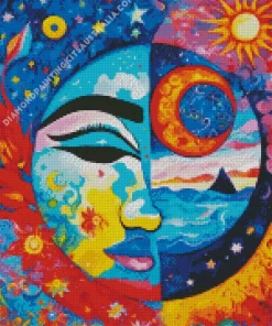 Abstract Moon Face Diamond Painting