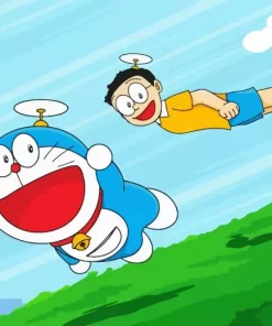 Aesthetic Flying Doraemon Art Diamond Painting