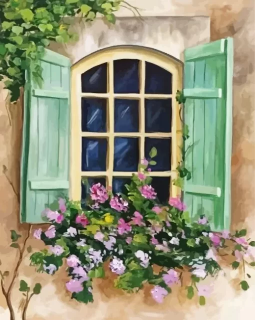 Green Window Art Diamond Painting