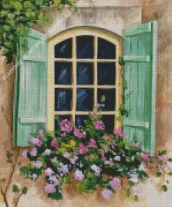 Green Window Art Diamond Painting