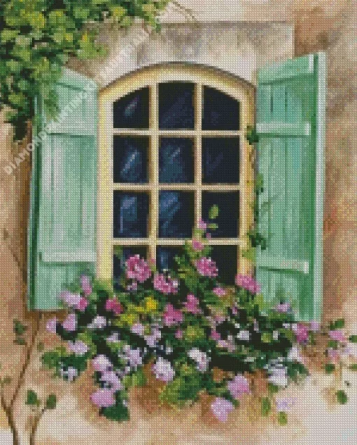 Green Window Art Diamond Painting