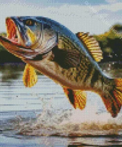 Bass Jumping Out Of Water Diamond Painting