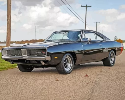 Black 1969 Charger Diamond Painting