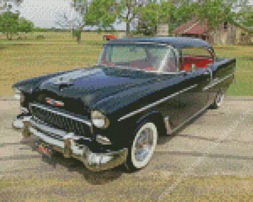 Black 55 Chevy Bel Air Diamond Painting