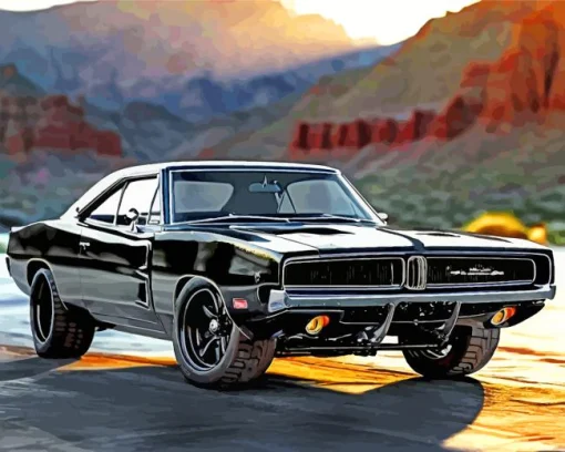 Black 69 Charger Car Diamond Painting