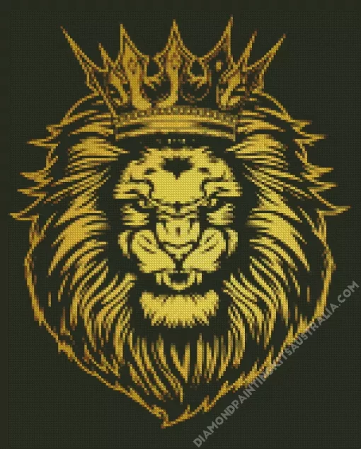 Black And Gold Lion Diamond Painting