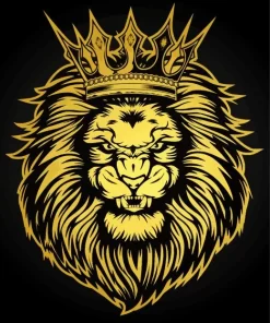 Black And Gold Lion Diamond Painting