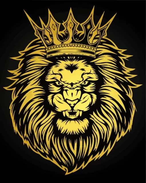 Black And Gold Lion Diamond Painting