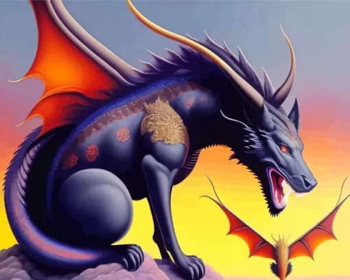 Black Wolf Dragon Diamond Painting