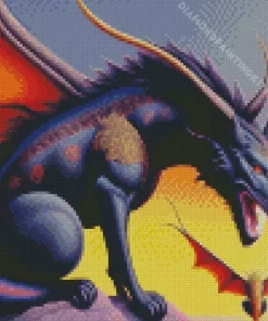 Black Wolf Dragon Diamond Painting