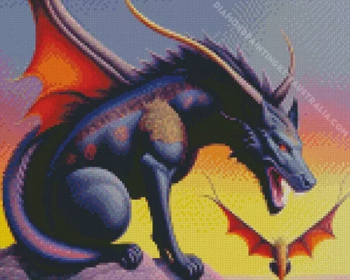 Black Wolf Dragon Diamond Painting