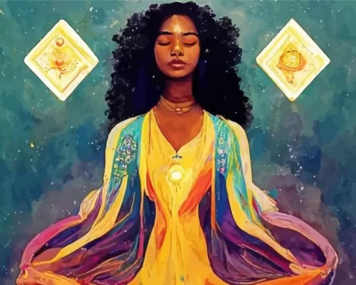 Black Woman Meditating Art Diamond Painting