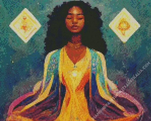 Black Woman Meditating Art Diamond Painting