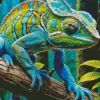 Blue And Green Chameleon Diamond Painting