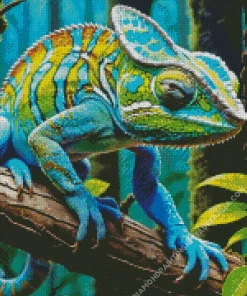 Blue And Green Chameleon Diamond Painting