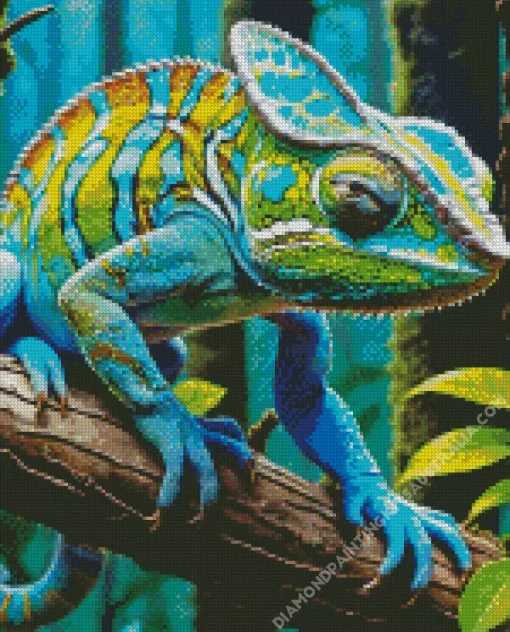 Blue And Green Chameleon Diamond Painting