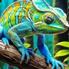 Blue And Green Chameleon Diamond Painting