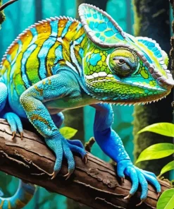 Blue And Green Chameleon Diamond Painting