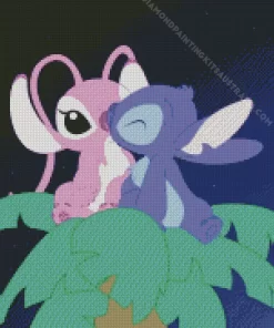 Blue And Pink Stitch Kissing Diamond Painting