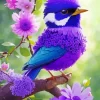 Blue And Purple Bird Diamond Painting