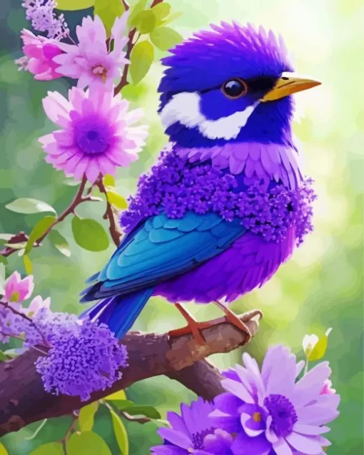 Blue And Purple Bird Diamond Painting