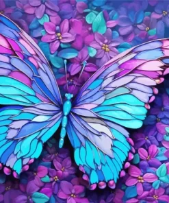 Blue And Purple Butterfly Diamond Painting