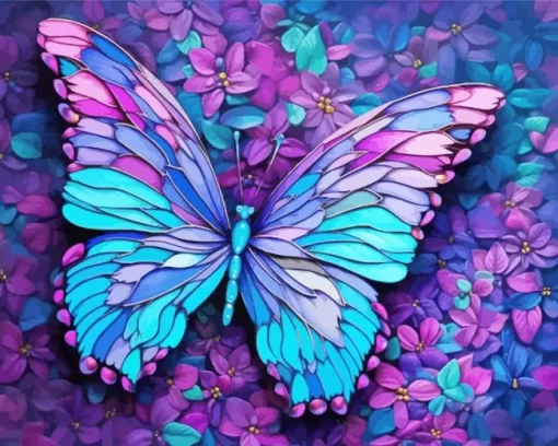 Blue And Purple Butterfly Diamond Painting