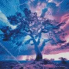 Blue And Purple Lightning Tree Diamond Painting