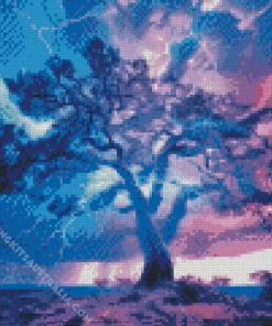 Blue And Purple Lightning Tree Diamond Painting