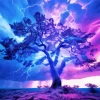 Blue And Purple Lightning Tree Diamond Painting