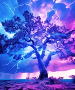 Blue And Purple Lightning Tree Diamond Painting