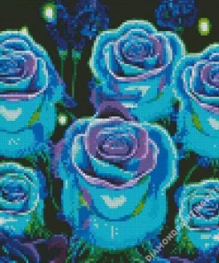 Blue And Purple Roses Diamond Painting