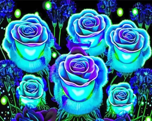 Blue And Purple Roses Diamond Painting