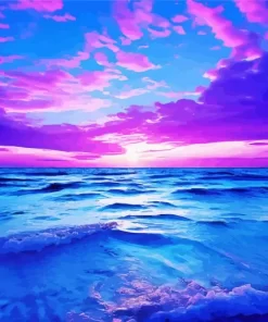 Blue And Purple Sunset Sea Diamond Painting