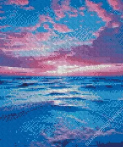 Blue And Purple Sunset Sea Diamond Painting