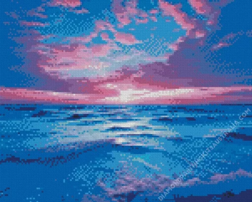 Blue And Purple Sunset Sea Diamond Painting