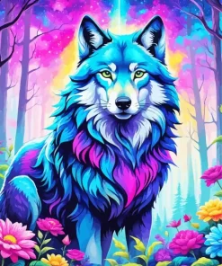 Blue And Purple Wolf Diamond Painting