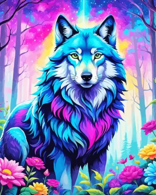 Blue And Purple Wolf Diamond Painting