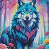 Blue And Purple Wolf Diamond Painting