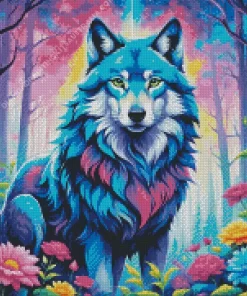 Blue And Purple Wolf Diamond Painting