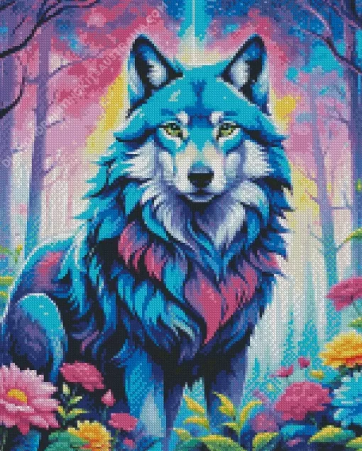 Blue And Purple Wolf Diamond Painting