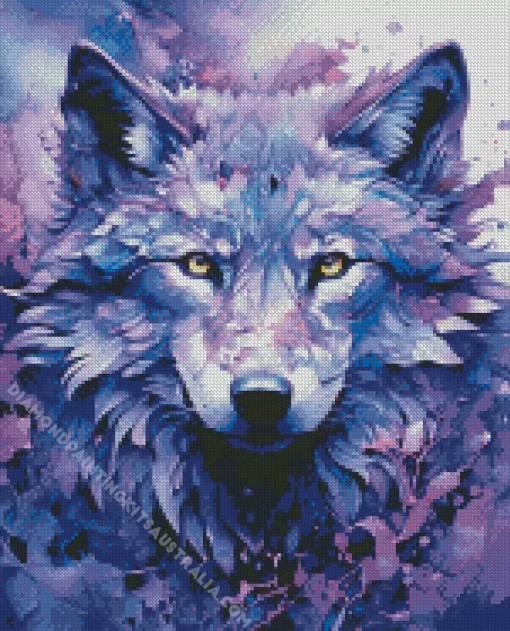 Blue And Purple Wolf Art Diamond Painting