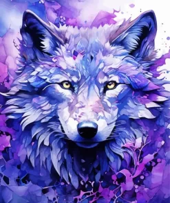 Blue And Purple Wolf Art Diamond Painting