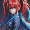 Blue And Red Anime Girl Diamond Painting