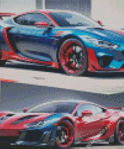 Blue And Red Cars Diamond Painting