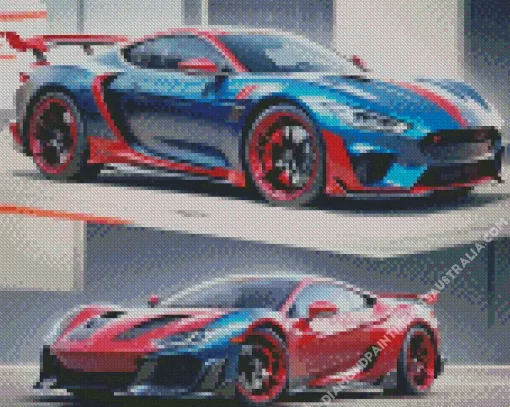 Blue And Red Cars Diamond Painting