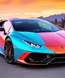 Blue And Red Lamborghini Diamond Painting