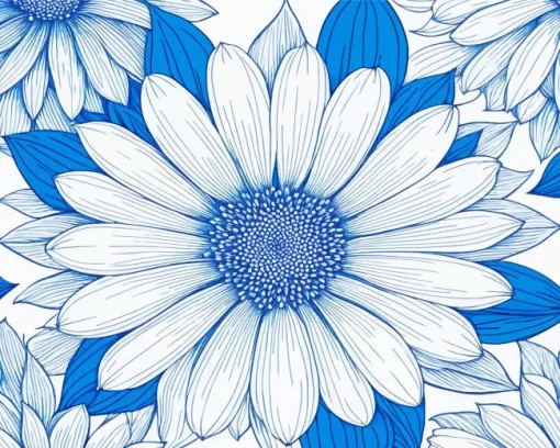 Blue And White Flower Diamond Painting